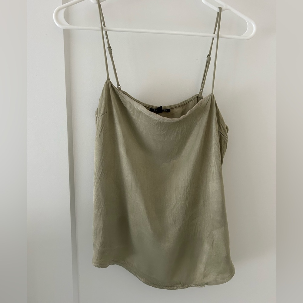 Green silk tank top